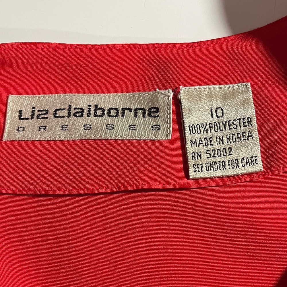 EUC VTG Stunning Liz Claiborne Red Long Sleeve Dress w/Gold Button Accents Sz 10 - Picture 9 of 12